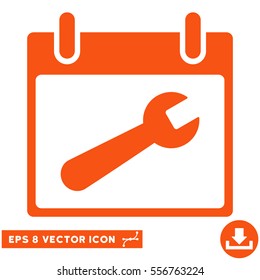 Wrench Tool Calendar Day icon. Vector EPS illustration style is flat iconic symbol, orange color.
