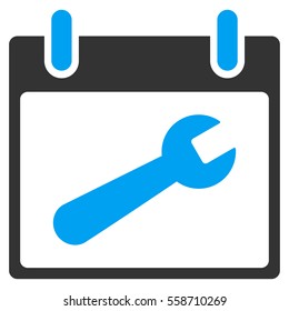 Wrench Tool Calendar Day vector toolbar icon. Style is bicolor flat icon symbol, blue and gray colors, white background.
