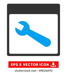 Wrench Tool Calendar Page icon. Vector EPS illustration style is flat iconic bicolor symbol, blue and gray colors.