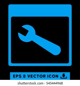 Wrench Tool Calendar Page icon. Vector EPS illustration style is flat iconic symbol, blue color.