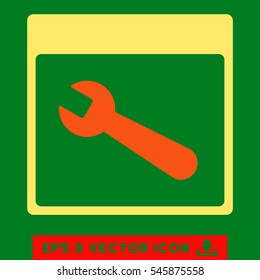 Wrench Tool Calendar Page icon. Vector EPS illustration style is flat iconic bicolor symbol, orange and yellow colors.