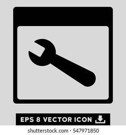 Wrench Tool Calendar Page icon. Vector EPS illustration style is flat iconic symbol, black color.