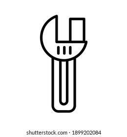 Wrench tool flat icon. Pictogram for web. Line stroke. Isolated on white background. Vector eps10