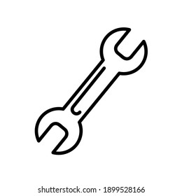 Wrench tool flat icon. Pictogram for web. Line stroke. Isolated on white background. Vector eps10