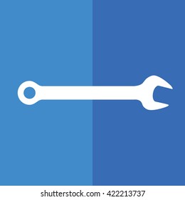 Wrench tool icon. Blue background