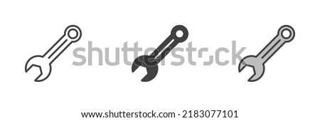 Wrench tool icon. Line, glyph and filled outline colorful version, spanner outline and filled vector sign. Symbol, logo illustration. Different style icons set. Vector graphics