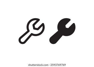 Wrench Tool Icon in Outline and Solid Vector