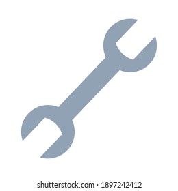 Wrench Tool Icon Over White Background, Flat Style, Vector Illustration