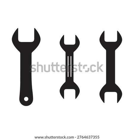 Wrench Tool Icon Set – Spanner Repair Equipment Vector Symbol,Spanner Tools Icon – Repair Maintenance Wrench Set Vector..eps
