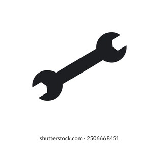 Wrench tool icon. Wrench silhouette shape, black and white vector design and illustration. 

