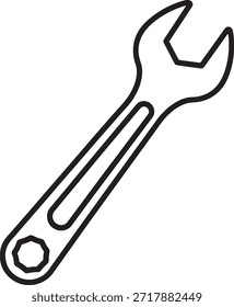 Icono de la herramienta de la llave Vector limpio arte de línea audaz diseño de símbolo de reparación industrial simple para gráficos técnicos	