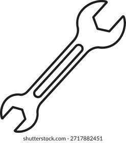Ferramenta de chave inglesa ícone vetor limpar linha de negrito arte simples industrial reparação símbolo design para gráficos técnicos	