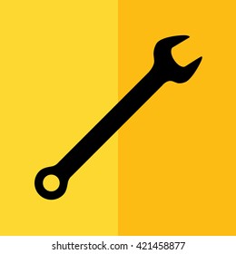 Wrench tool icon vector illustration. Yellow background