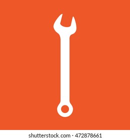 Wrench tool icon vector. Orange background