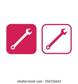 Wrench tool icon vector. Pink and white