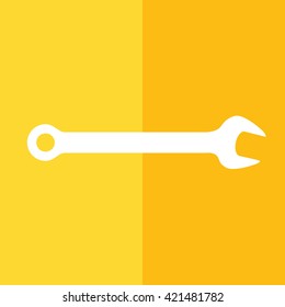 Wrench tool icon. Yellow background