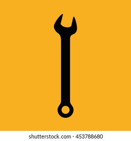 Wrench tool icon. Yellow background