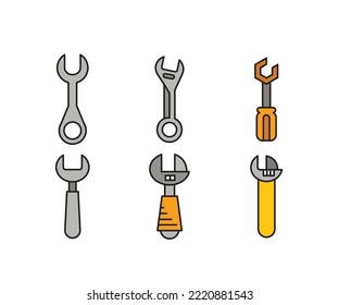 wrench tool icons set vector illustration