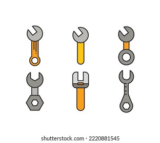 wrench tool icons set vector illustration