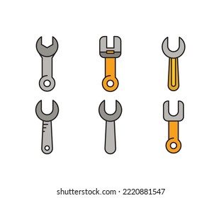 wrench tool icons set vector illustration