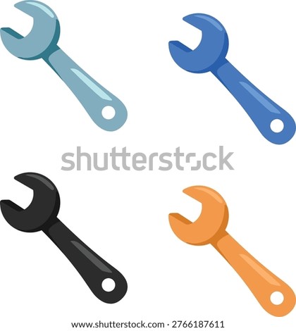 Wrench Tool Icons Vector Set – Repair Spanner Maintenance Equipment