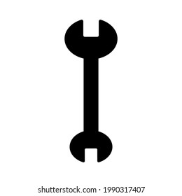 Wrench tool isolated on white background vector. Black silhouette. Repair tool box item. Plumbing hardware. Mechanic equipment. Renovation appliances. Build work element.  Hardware store logo. 