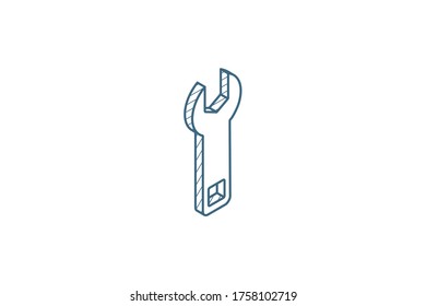 wrench tool isometric icon. 3d vector illustration. Isolated line art technical drawing. Editable stroke