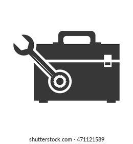 wrench tool kit box repair construction silhouette icon. Flat and Isolated design. Vector illustration