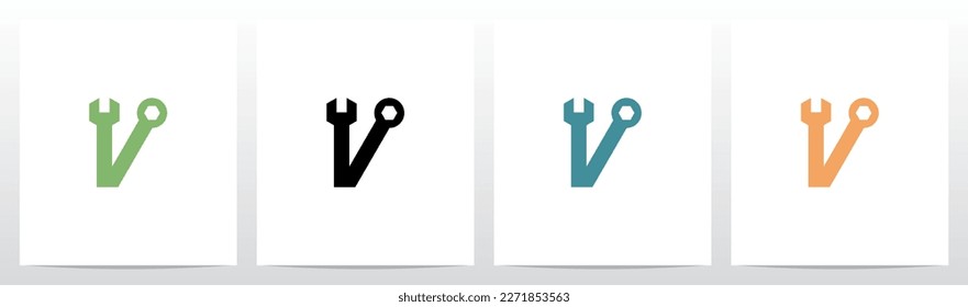 Wrench Tool Letter Logo Design V