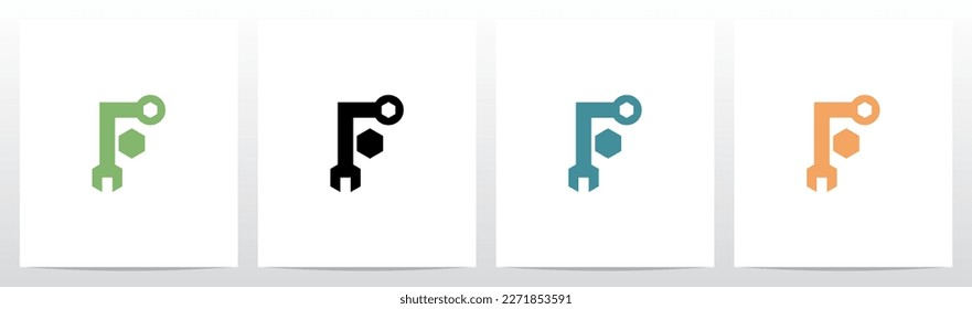 Wrench Tool Letter Logo Design F