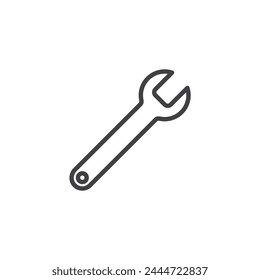 Wrench tool line icon. linear style sign for mobile concept and web design. Wrench outline vector icon. Repair and maintenance service symbol, logo illustration. Vector graphics