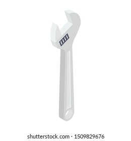 
Wrench tool, often used as a plumbing tool in isometric design icon

