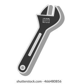 wrench tool repair, isolated flat icon design