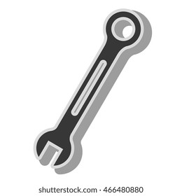 wrench tool repair, isolated flat icon design