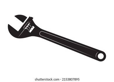 Wrench tool for repair service equipment. Mechanical engineering symbol. Vector illustration.