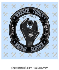 Wrench tool repair service spanner vector logo