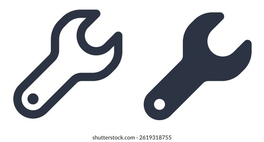 Wrench, tool or settings simple icons set designed in filled, outline, line and stroke style