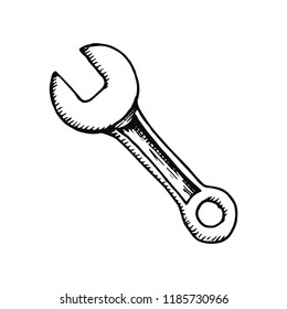 wrench tool. small sketch isolated on white background.