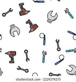 herramienta llave-llave de reparación vector de reparación de patrón sin soldadura delgado ilustración de línea delgada