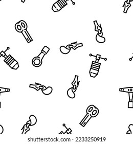 wrench tool spanner repair vector seamless pattern thin line illustration