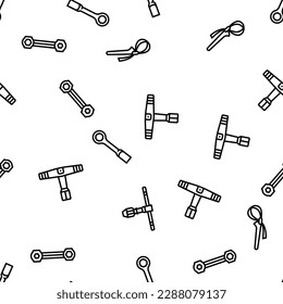 wrench tool spanner repair vector seamless pattern thin line illustration