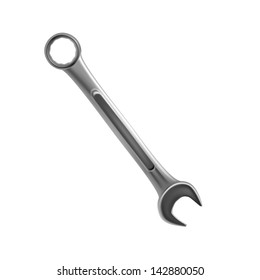 wrench tool spanner steel vector  work equipment hand white metal construction illustration