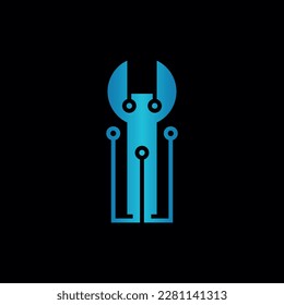 Wrench tool technology modern logo