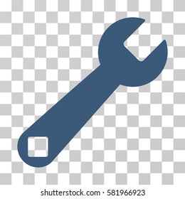Wrench Tool vector icon. Illustration style is a flat iconic blue symbol on a transparent background.