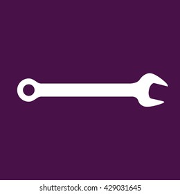 Wrench tool vector icon. Purple background