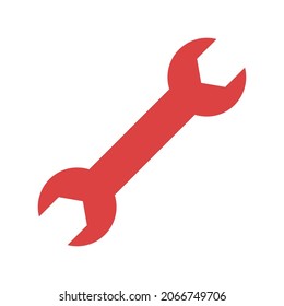 Wrench tool vector icon. Red symbol