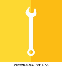 Wrench tool vector icon. Yellow background