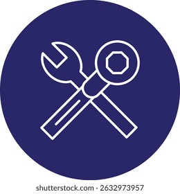 Wrench Tool Vector Line Circle Icon Design
