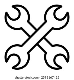 Wrench Tool Vector Line Icon Design