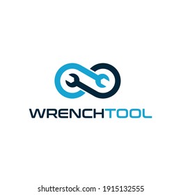 Wrench tool vector logo template. This design use infinity symbol. Suitable for repair and industrial business.